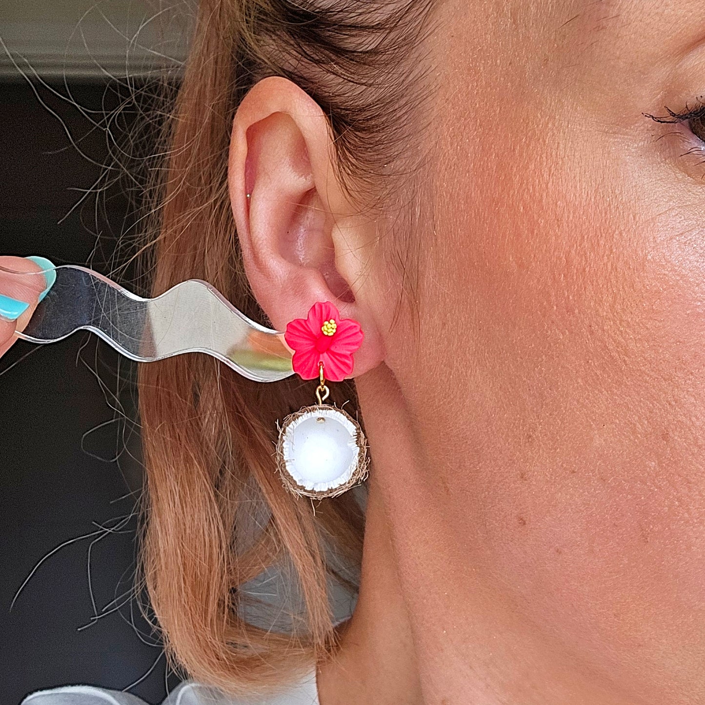Coconut and Hibiscus Dangles
