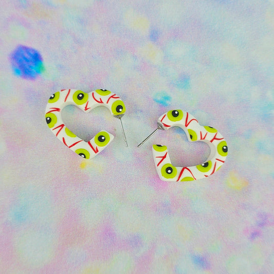 LIMITED EDITION Eyeball Mini Heart Shaped Hoops