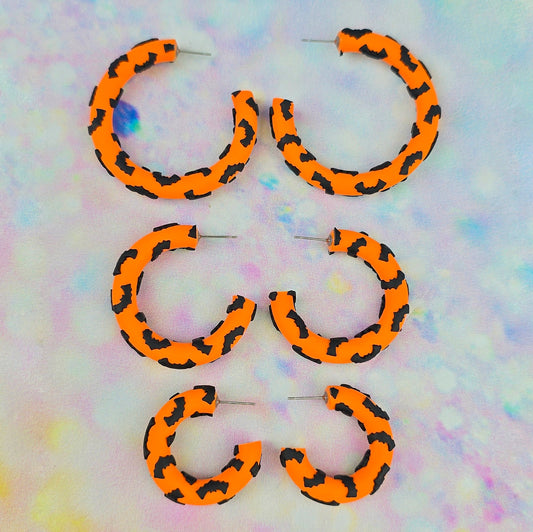 LIMITED EDITION Bat Clay Hoops in Orange