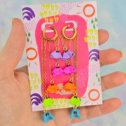 LIMITED EDITION Rainbow Ghost 5 Drop Dangles