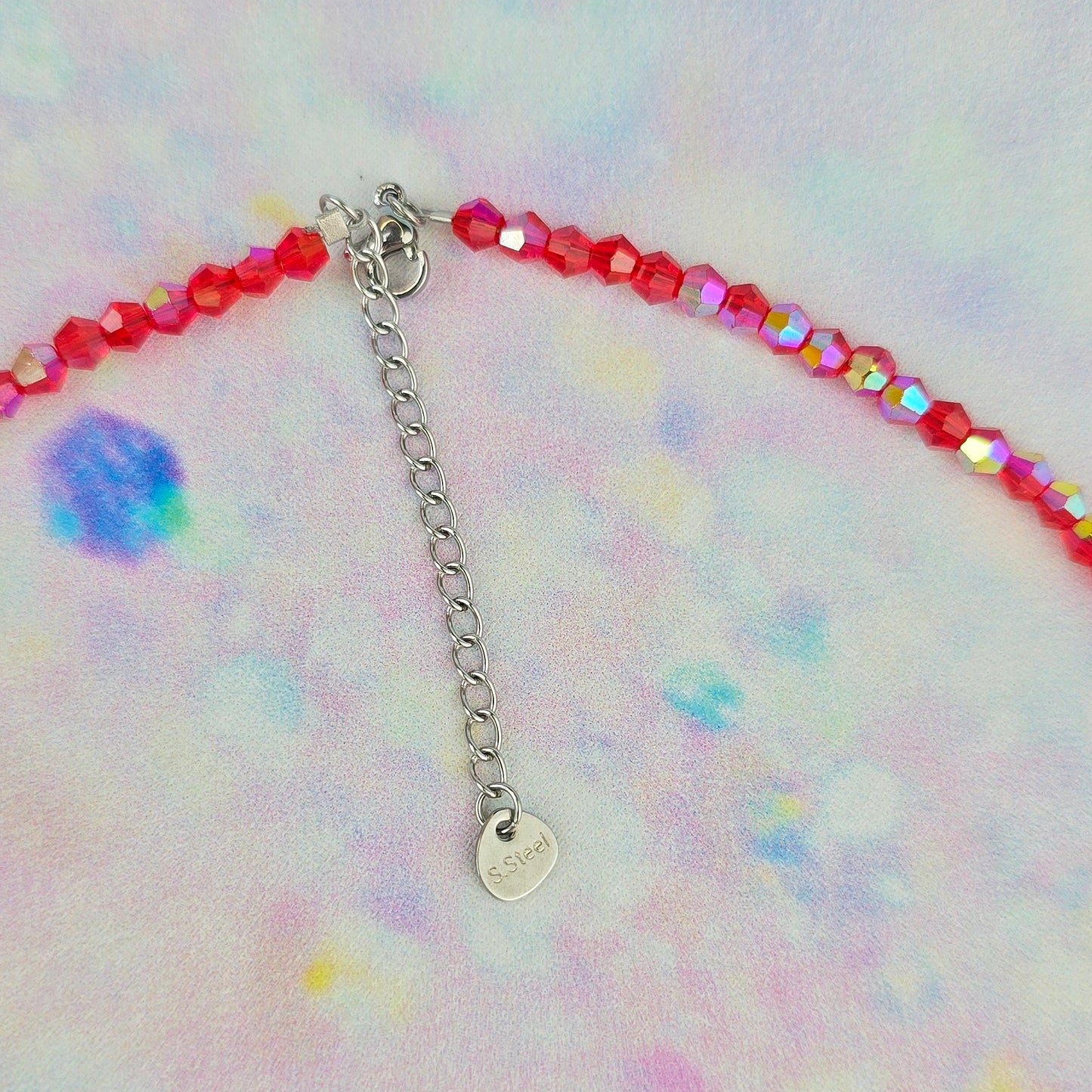 Eyeball Red Glass Beaded Charm Necklace