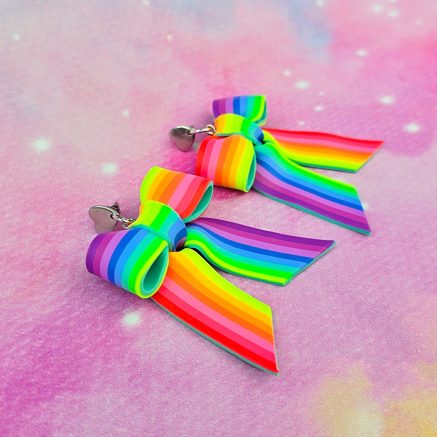 LIMITED EDITION Neon Night's Large Bow Dangles