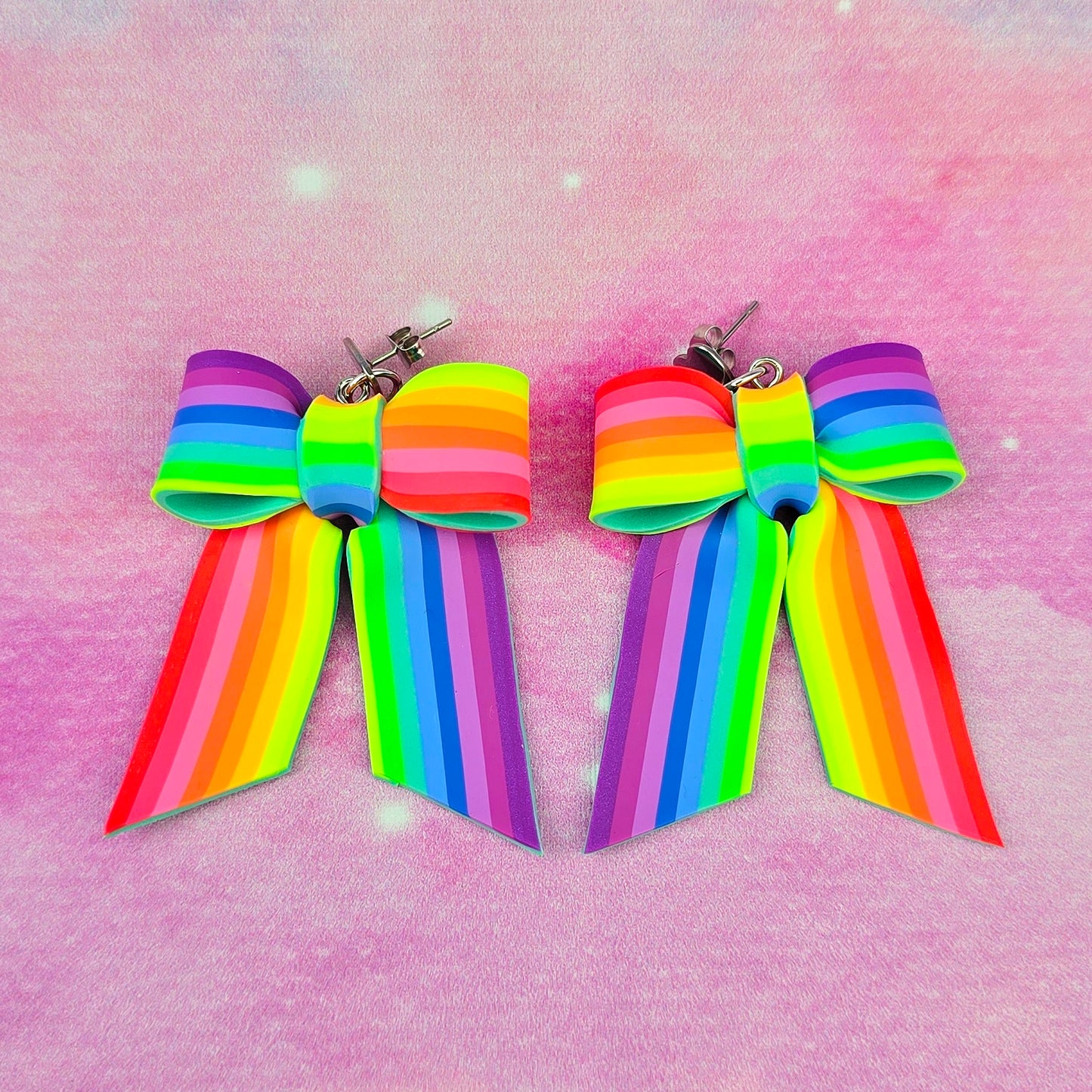 LIMITED EDITION Neon Night's Large Bow Dangles