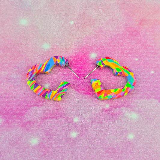 LIMITED EDITION Neon Night's Mini Heart Shaped Hoops