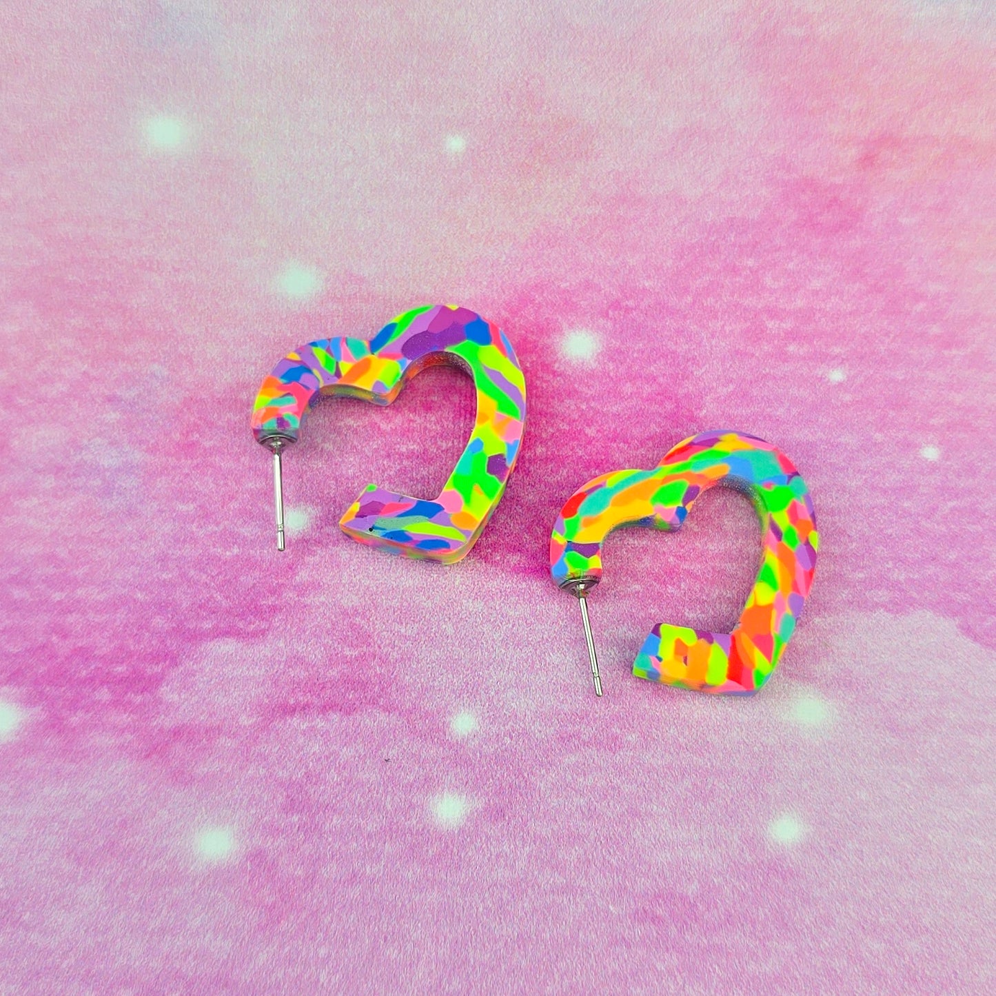 LIMITED EDITION Neon Night's Mini Heart Shaped Hoops