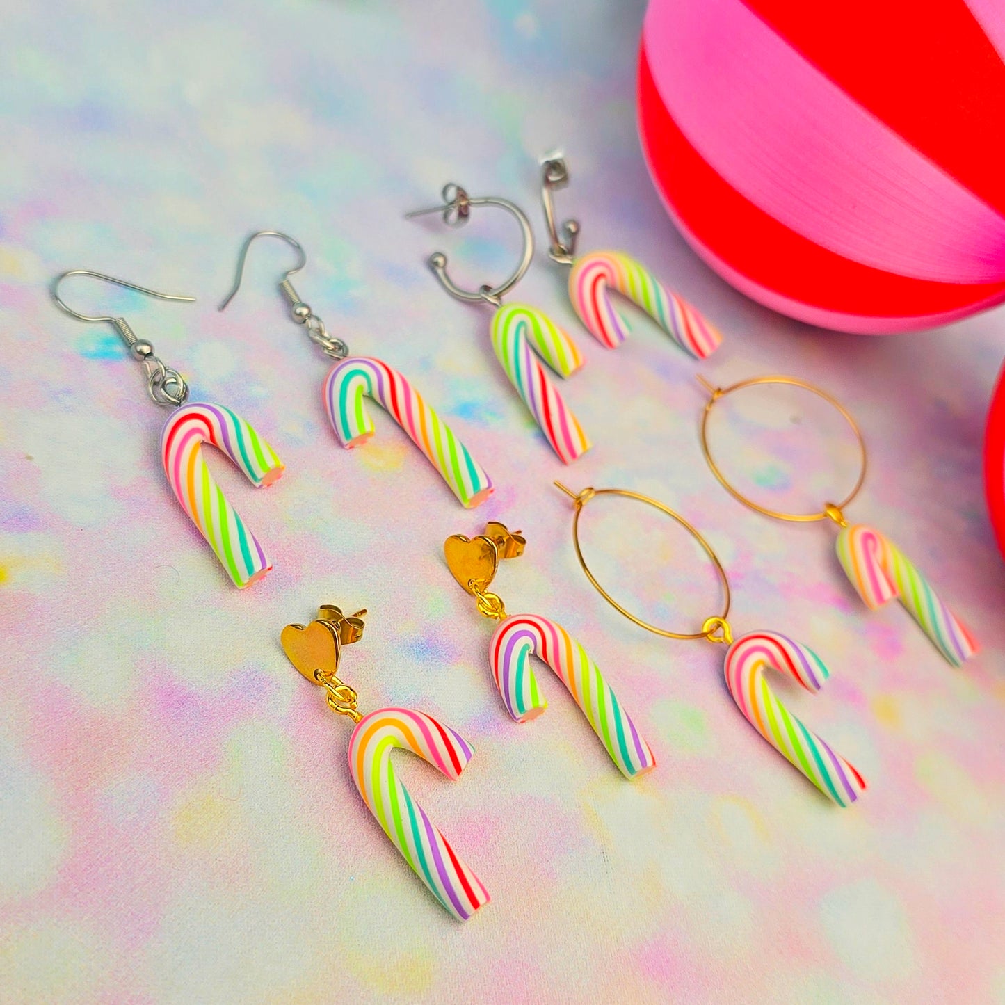 Christmas- Colourful Neon Candy Cane Dangles