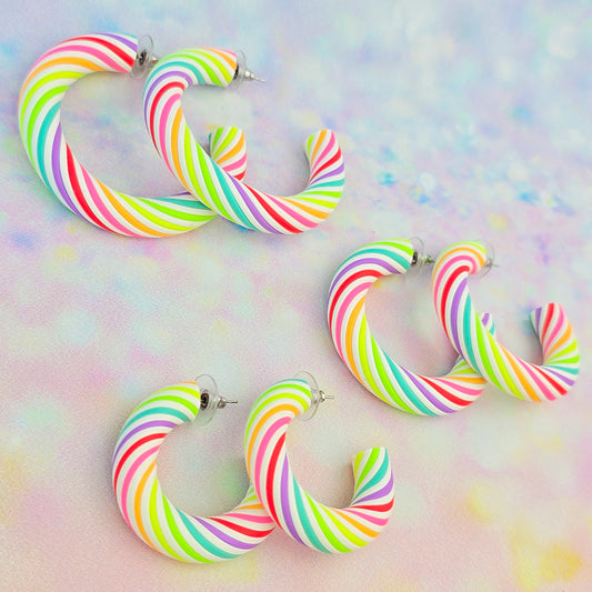 LIMITED EDITION Colourful Neon Twisted Hoops (All Sizes)