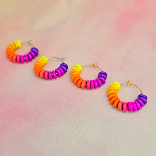 Sunset Mini Beaded Hoops