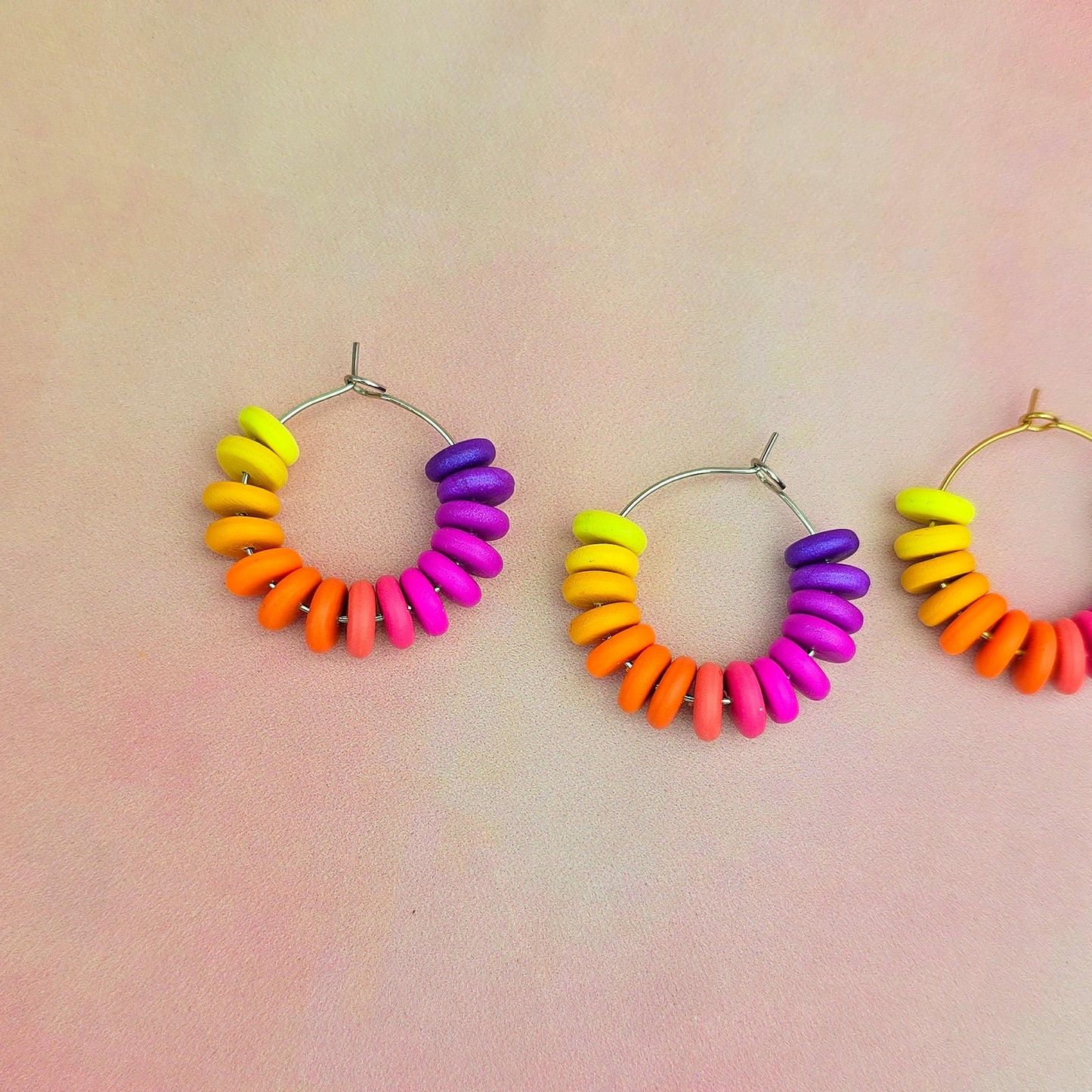 Sunset Mini Beaded Hoops