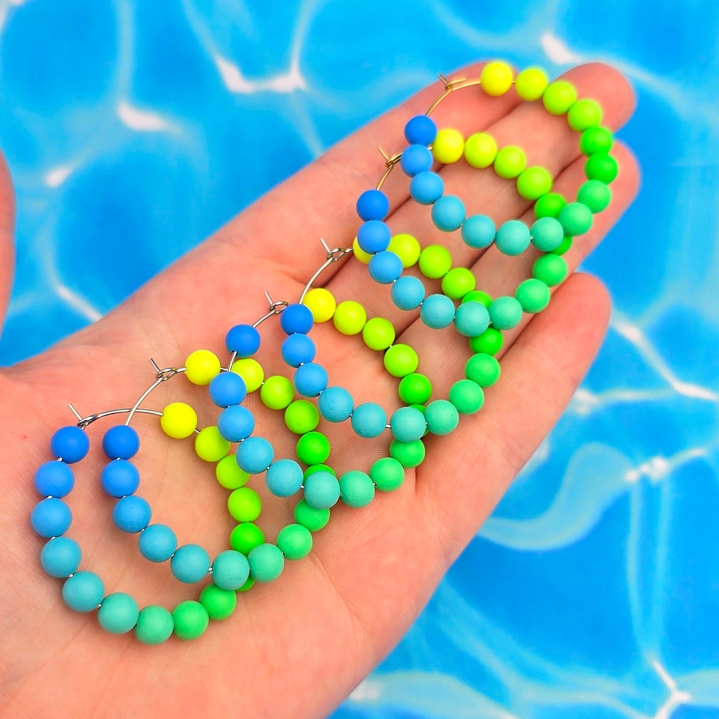 Blue Lagoon Beaded Hoops