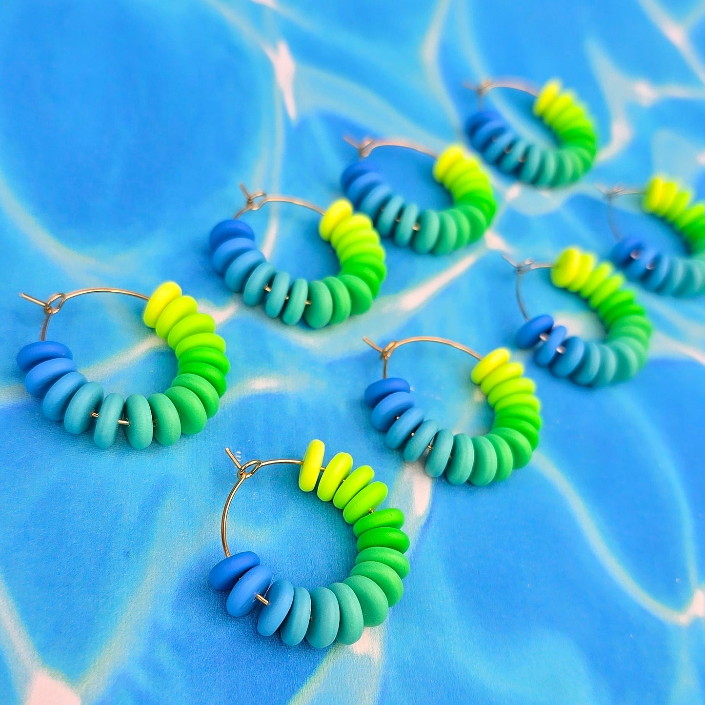 Blue Lagoon Mini Beaded Hoops