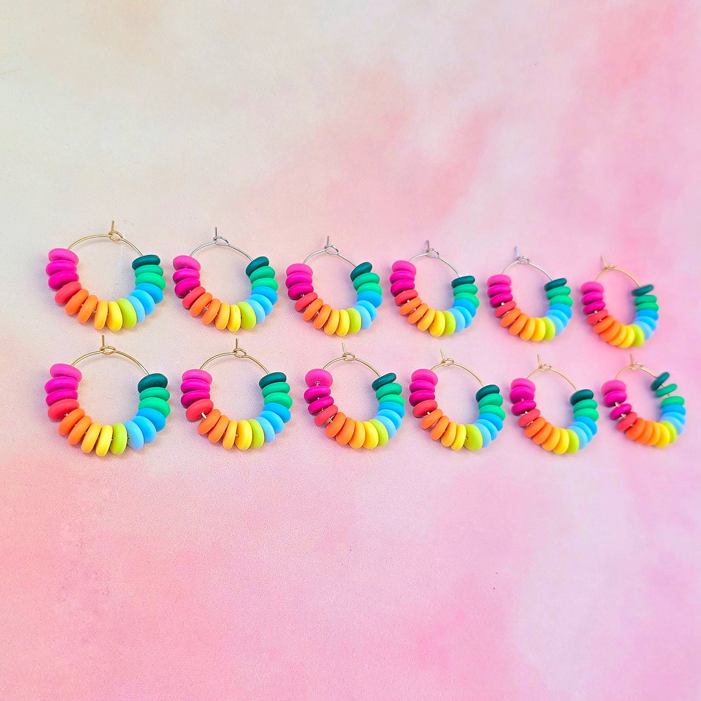 Hawaiian Sunrise Mini Beaded Hoops