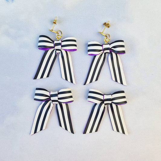 LIMITED EDITION Black and White Stripey Mini Bows