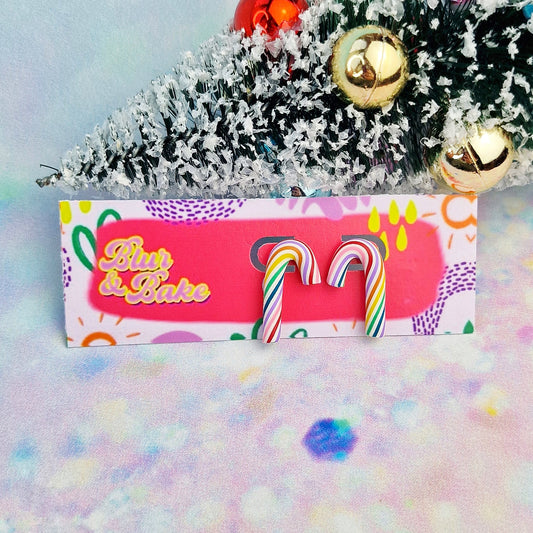 Christmas- Colourful Candy Cane Studs