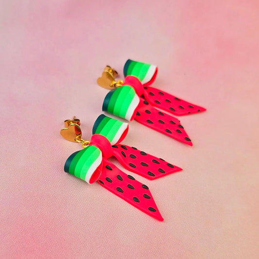 Watermelon Sugar Mini Bow Dangles