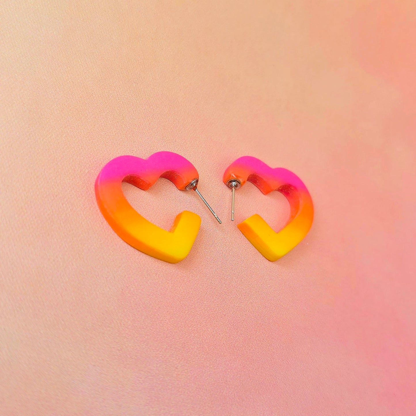 Citrus Paradise Ombre Heart Hoops