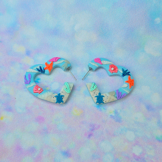 Beach Heart Hoops in Medium