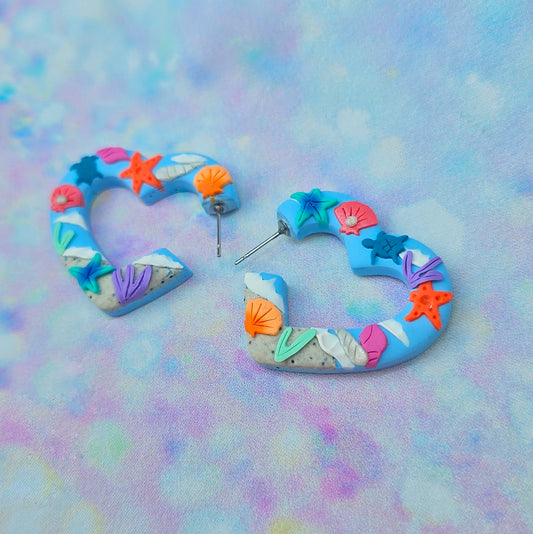 Beach Heart Hoops in Medium