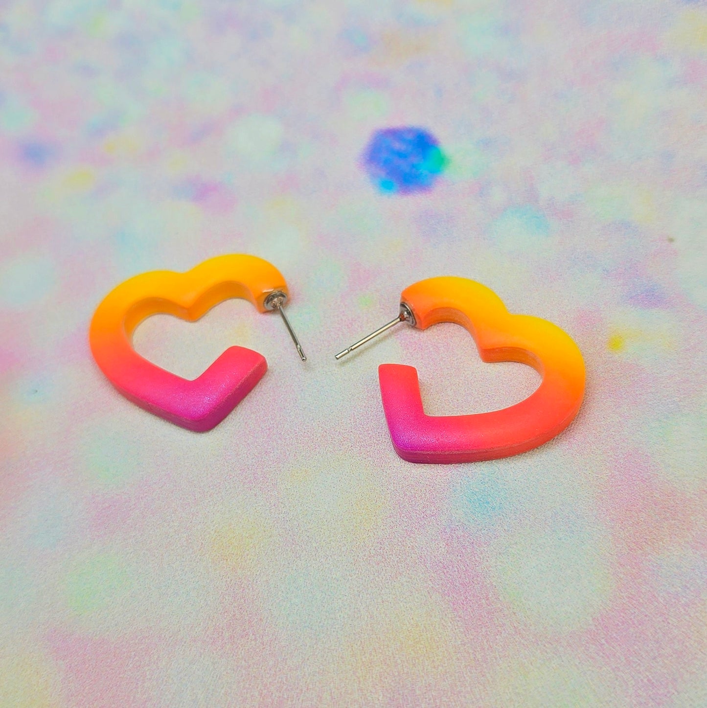 Mini Sunset Ombre Heart Hoops