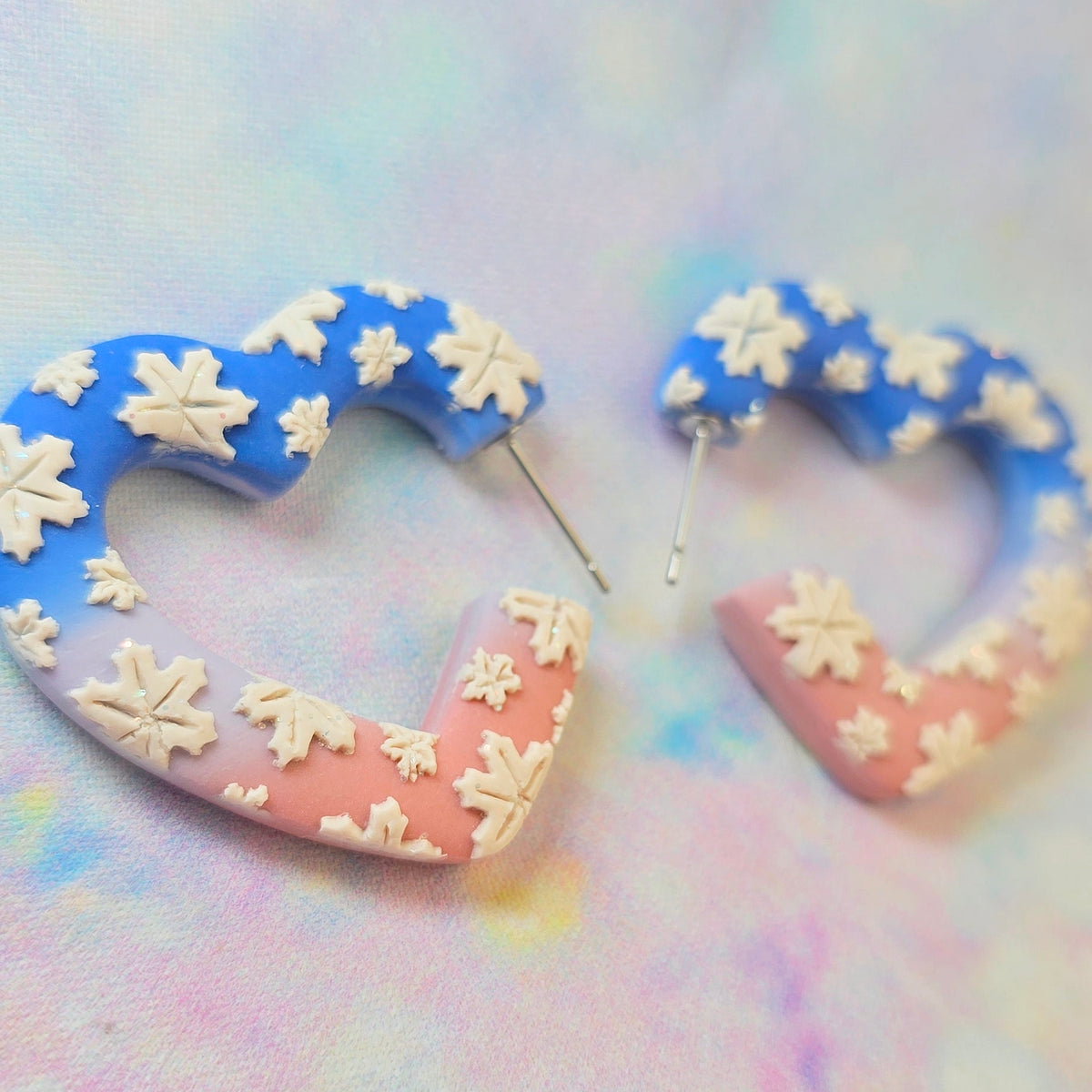 PRE ORDER Christmas- Medium Winter Wonderland Heart Hoops