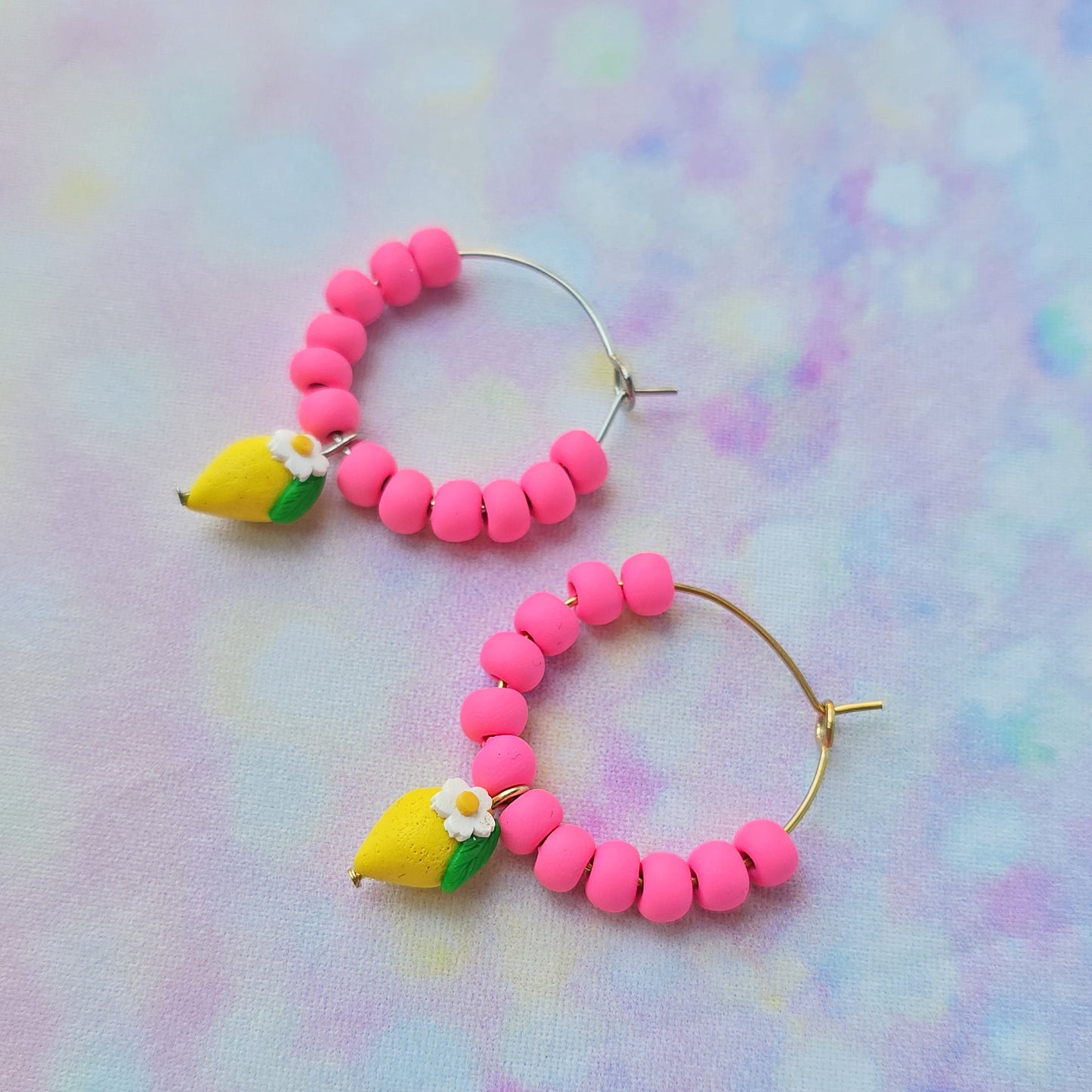 Mini Lemon Beaded Hoops