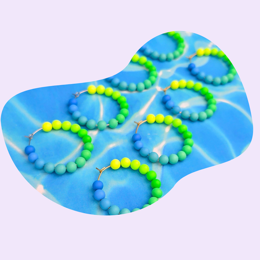 Blue Lagoon Beaded Hoops