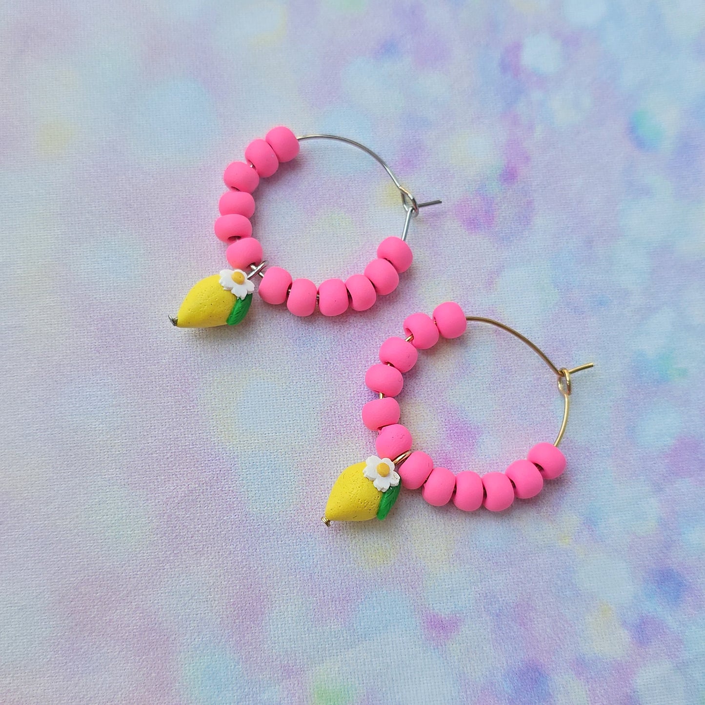 Mini Lemon Beaded Hoops