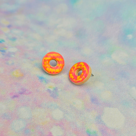 Pink and Yellow Party Ring Studs