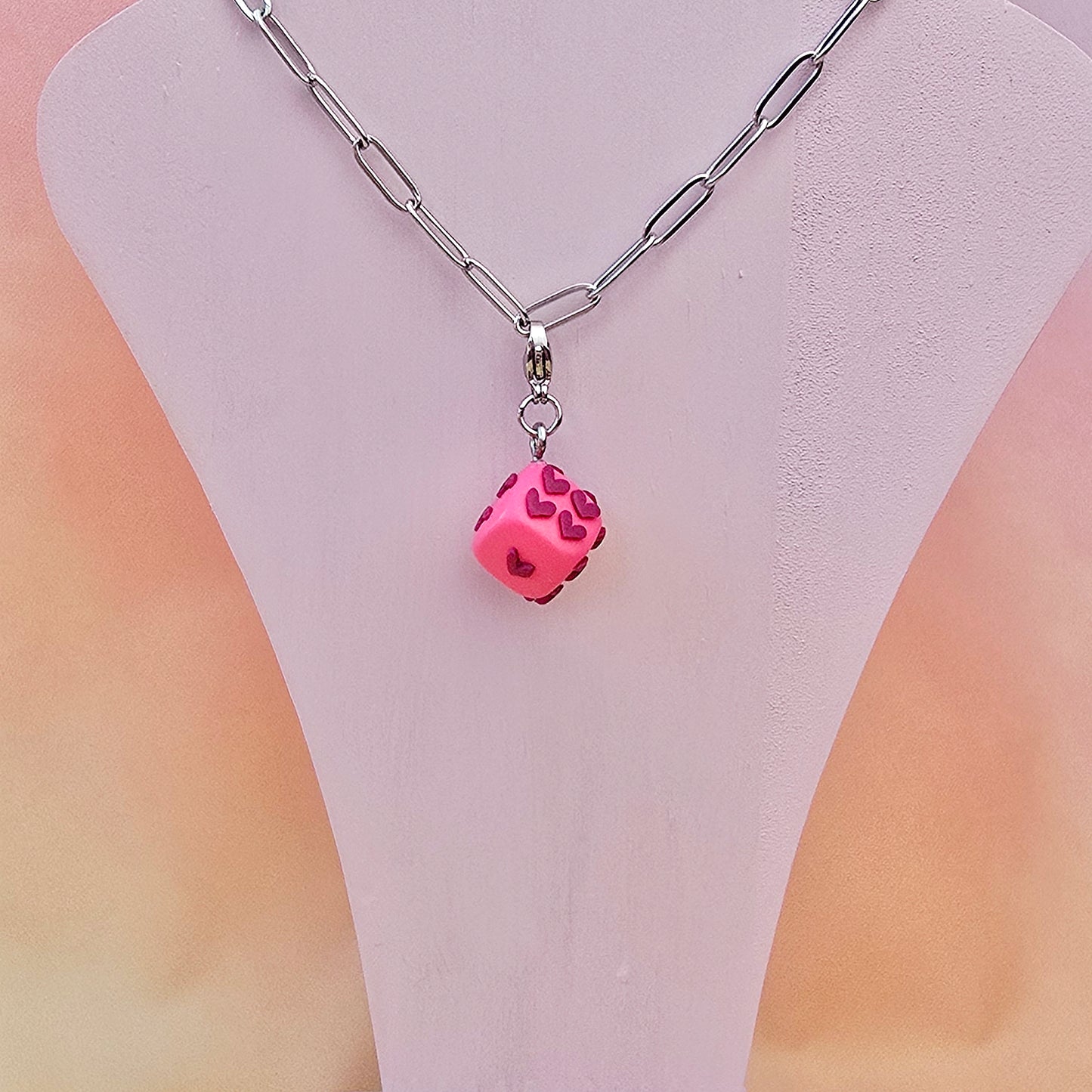 Heart Dice Necklace Charm