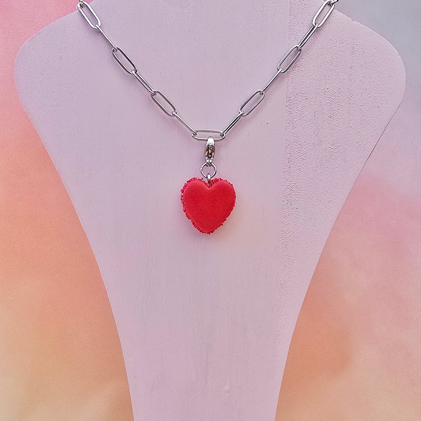 Red Heart Macaron Necklace Charm