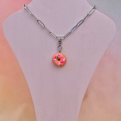 Pink Doughnut Necklace Charm