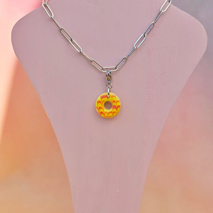 Yellow and Pink Party Ring Necklace Charm