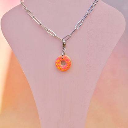 Pink and Yellow Party Ring Necklace Charm