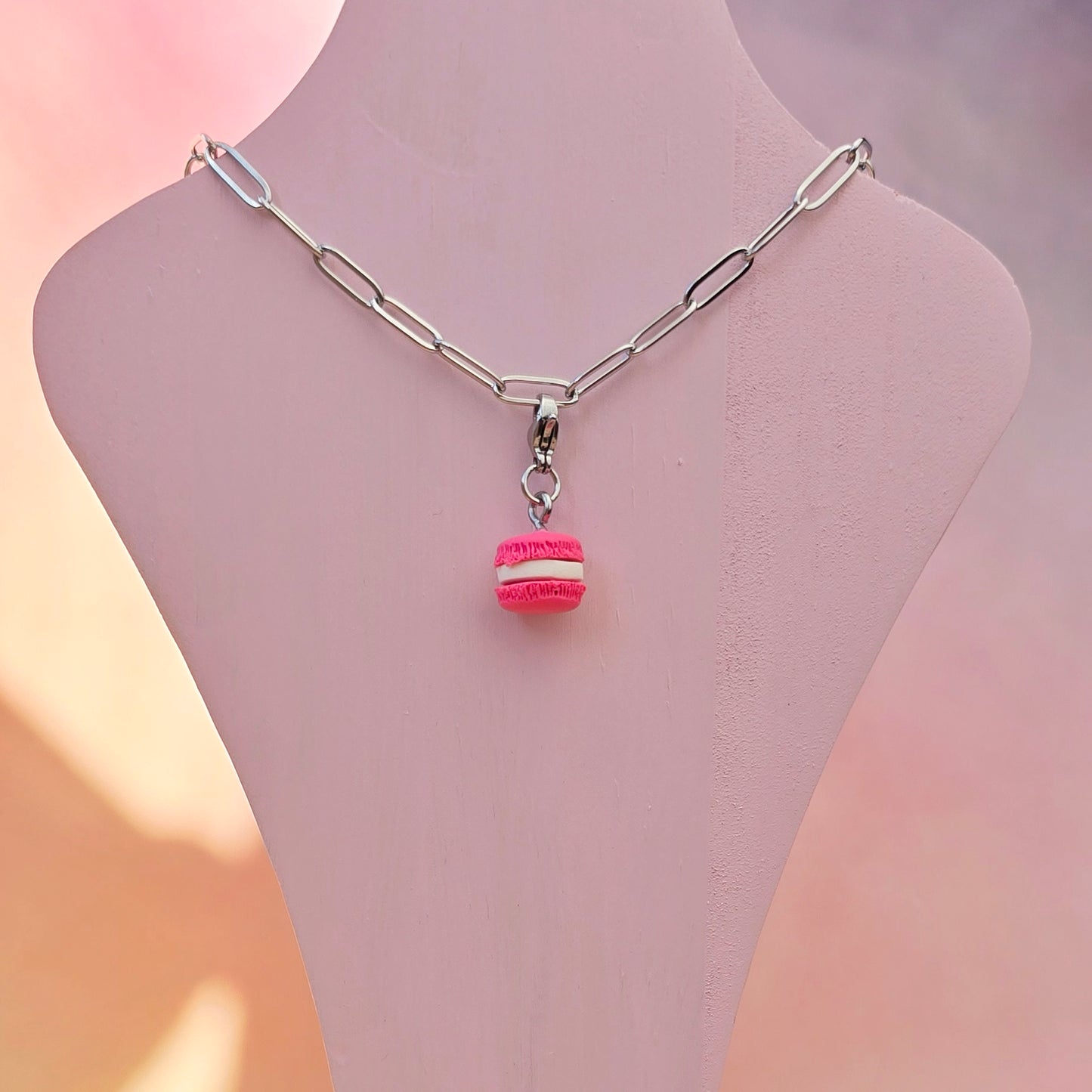 Pink Mini Macaron Necklace Charm