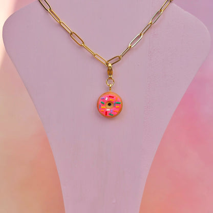 Pink Doughnut Necklace Charm