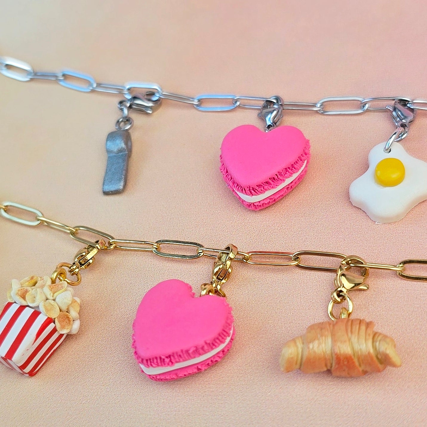 Pink Heart Macaron Necklace Charm