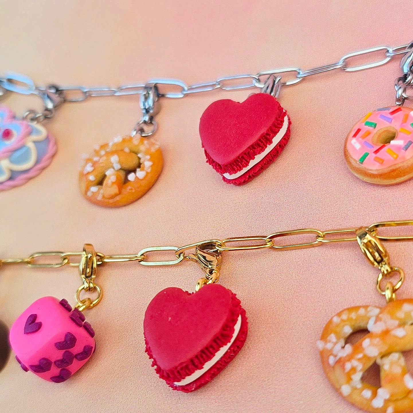 Red Heart Macaron Necklace Charm