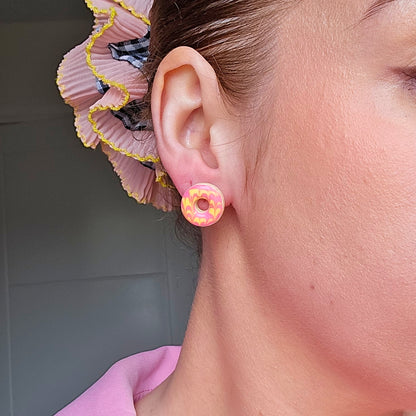 Pink and Yellow Party Ring Studs