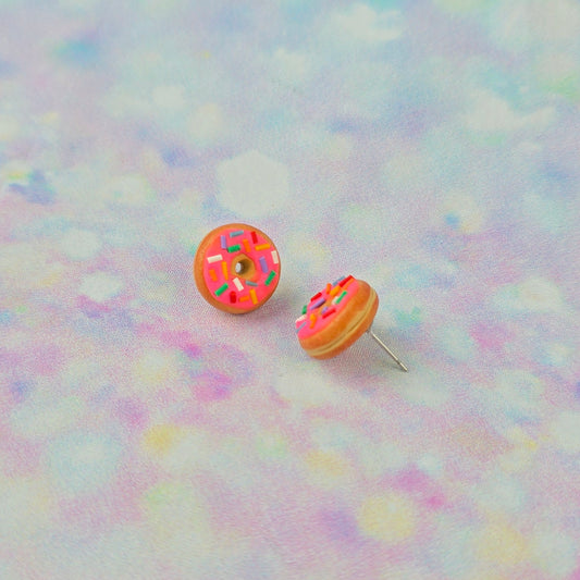 Pink Doughnut Studs