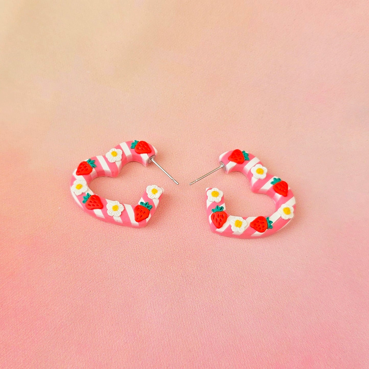 Strawberry Milk Mini Heart Shaped Hoops
