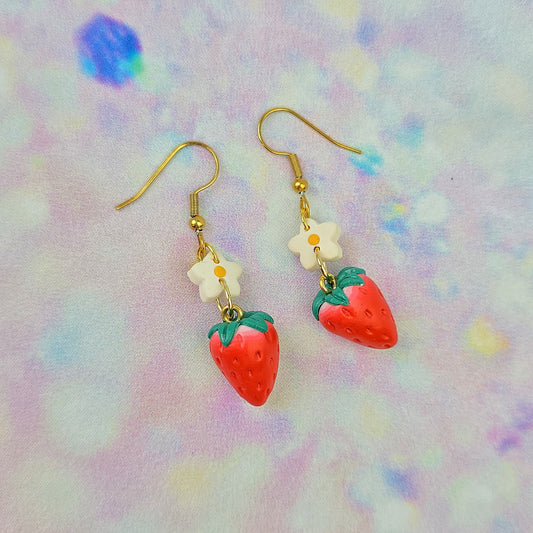 Strawberry and Flower Dangles