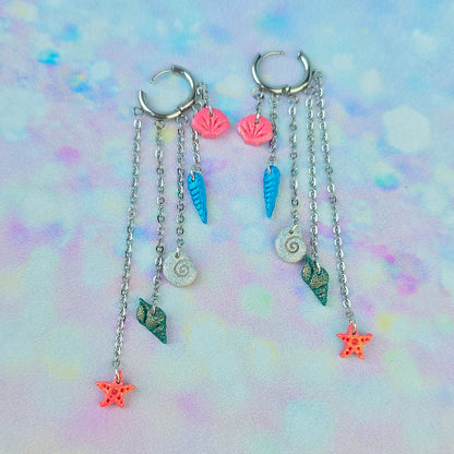 Glitter Shell 5 Drop Dangles
