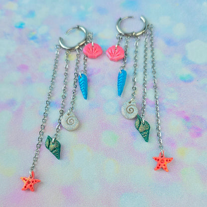 Glitter Shell 5 Drop Dangles