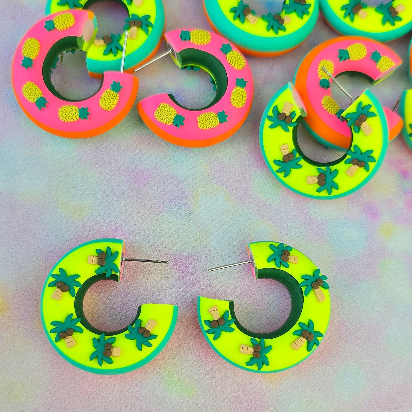 LIMITED EDITION Pineapple & Palm Tree Chunky Hoops