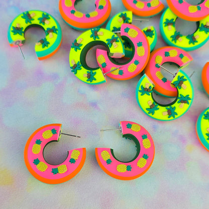LIMITED EDITION Pineapple & Palm Tree Chunky Hoops