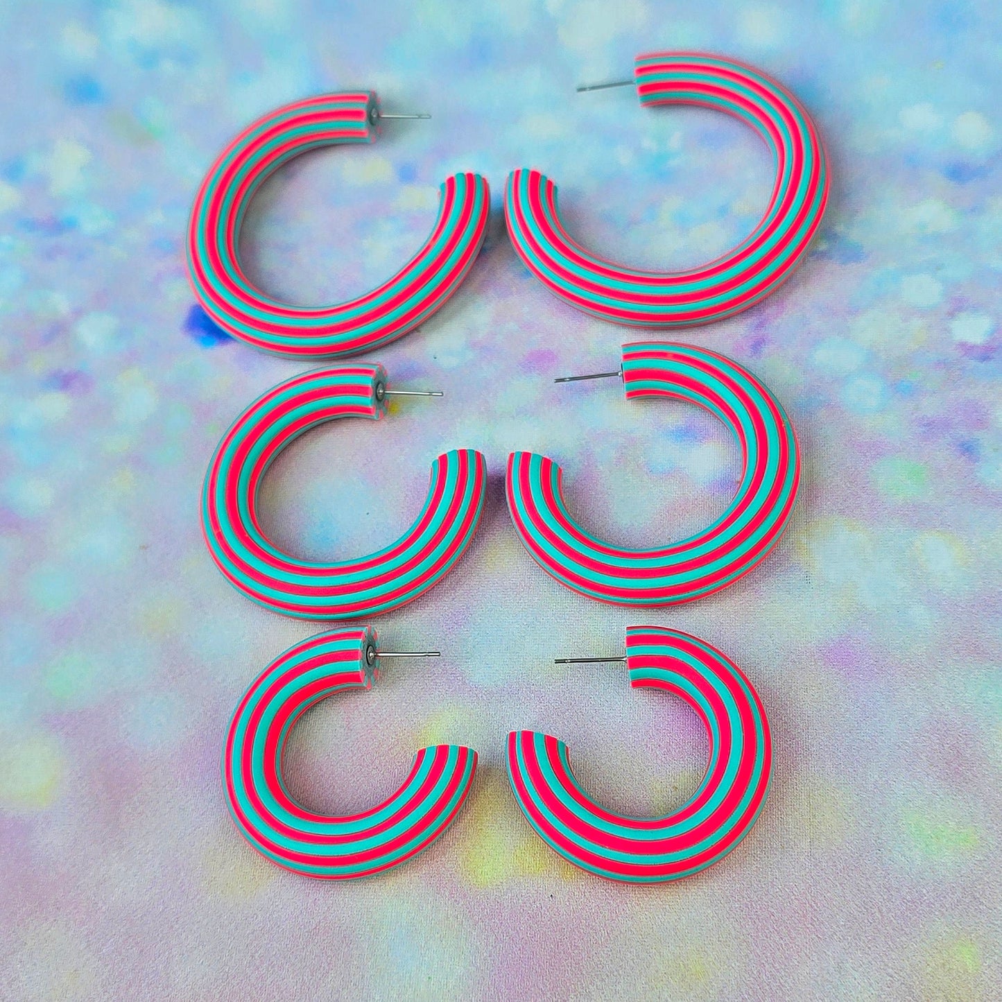 LIMITED EDITION Hot Pink and Blue Stripey Hoops