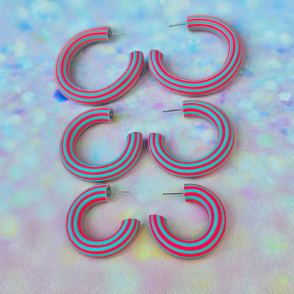 LIMITED EDITION Hot Pink and Blue Stripey Hoops
