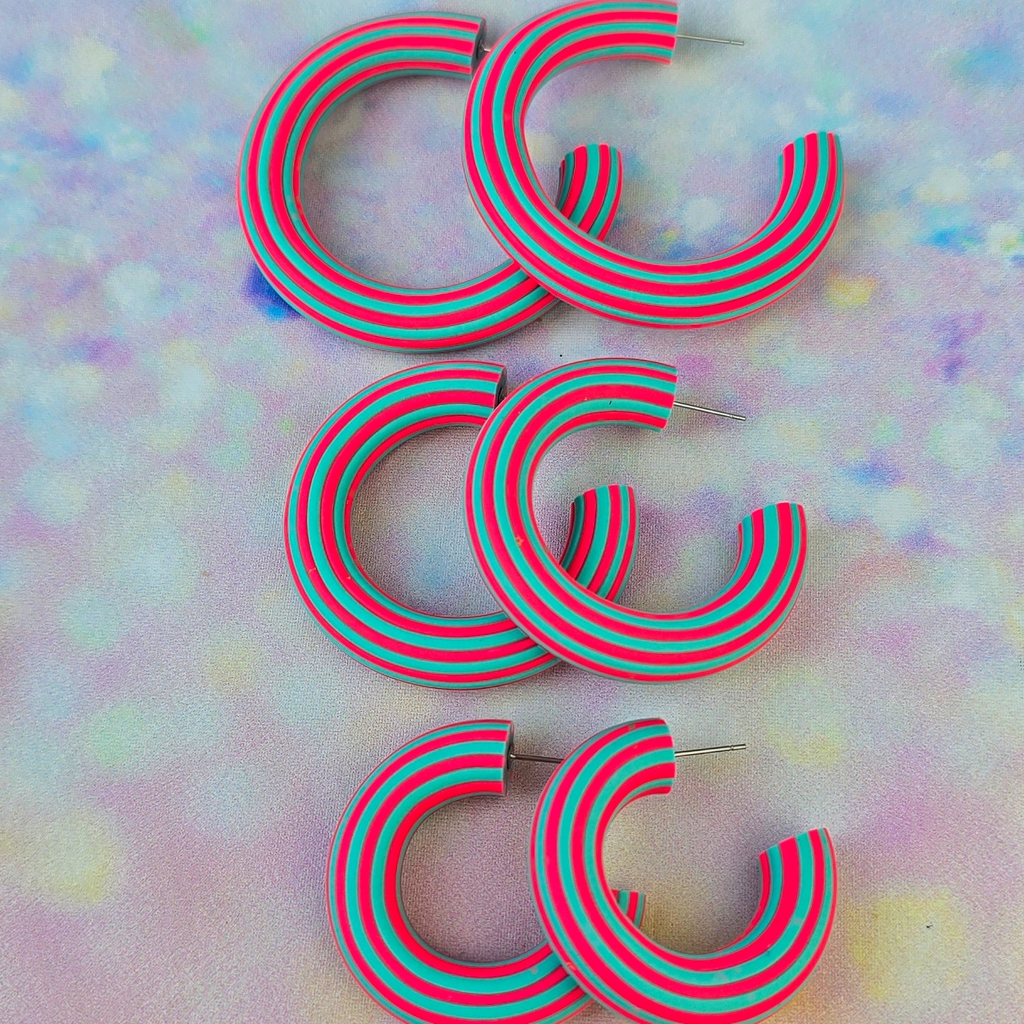 LIMITED EDITION Hot Pink and Blue Stripey Hoops