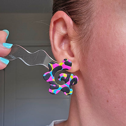 LIMITED EDITION Multicoloured Leopard Print Swirl Studs