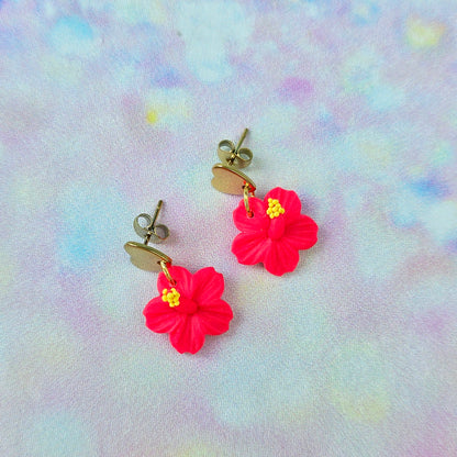Hibiscus (Hot Pink) Dangles